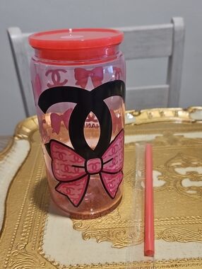 Tumbler Plastic Pink With Custom Print New